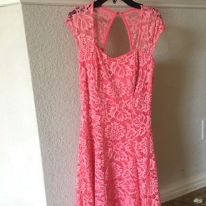 Coral dress, used in a wedding